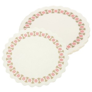Unique Bargains Wedding Christmas Decoration Round Food Lace Trim Paper Placemats - 1 of 4