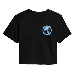 Women's - Marvel - Thor Rock Icon Cropped Graphic T-Shirt - 1 of 4