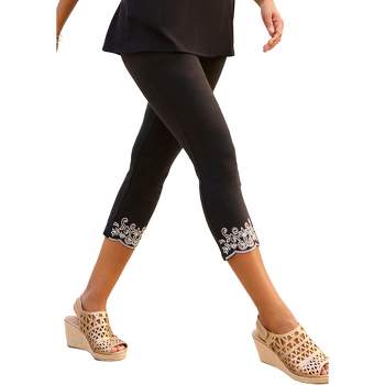 Roaman's Women's Plus Size Petite Ankle-Length Essential Stretch Legging -  L, Black