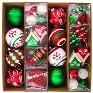 Aoibox 60 Piece Red Green White Assorted Christmas Ball Ornaments Set Shatterproof Plastic Holiday Tree Decorations for Home Party - 1 of 4