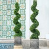 Hykolity Artificial Spiral Boxwood Topiary Tree, 3FT 4FT with Classical White Planter, Evergreen Faux Trees, Indoor Outdoor Porch Home Decor, 2-Pack - 2 of 4