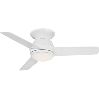 44" Casa Vieja Modern Low Profile Hugger Indoor Ceiling Fan with Light LED Remote White Opal Glass House Bedroom Living Room Home Kitchen