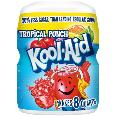 Kool-Aid Sugar Sweetened Tropical Punch Artificially Flavored Powdered Drink Mix, 19 oz. Canister (Pack of 4)