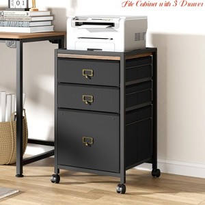 26.3" H 2/3 Drawer File Cabinet, Rolling File Cabinet Under Desk, Mobile File Cabinets for  for Letter Size File Folders - 1 of 4