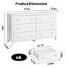 6 Dresser for Bedroom, 47.2" Wide Dresser, Modern Wide Drawer Dresser with Storage, Wooden Closet Dressers Chest of Drawers, White - 2 of 4
