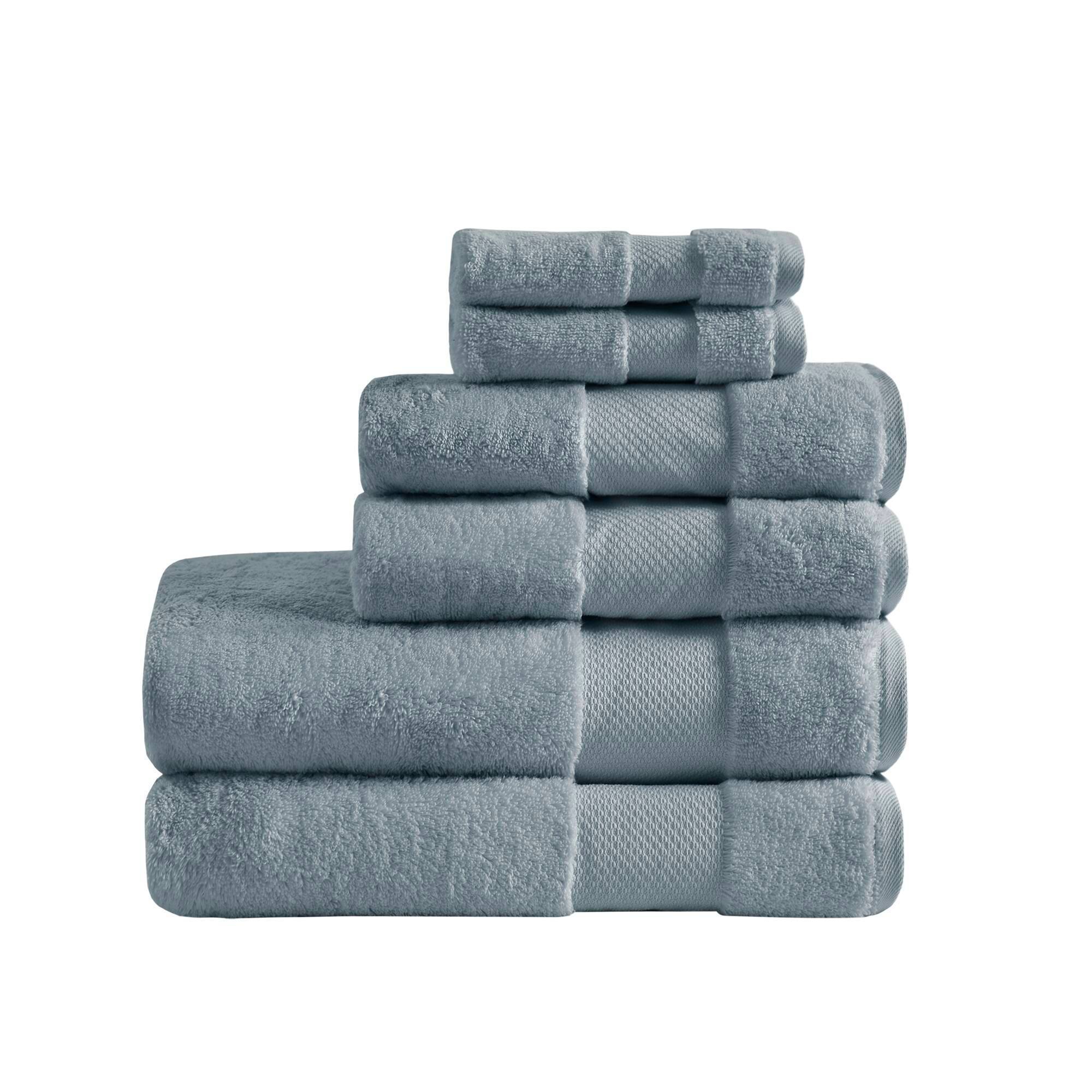 6pc Bath Towel Set Blue: Madison Park, 100% Cotton, Modern Terry Cloth, OEKO-TEX Certified