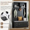 Entryway Mudroom Hall Tree with Sliding Doors, Cushioned Shoe Bench & 6 Hooks, 47"W  x 78"H Modern Organizer-3irtyhousy - 2 of 4