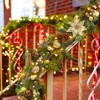 6FT Christmas Garland,Artificial Christmas Garland with Pine Cones Poinsettia,Cordless Xmas Garland for Fireplace Mantle Stairecase - 3 of 4