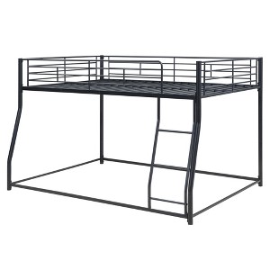 Gulches Modern Metal Floor Bunk Bed - Full XL over Queen, Sloping Stairs, Convenient Packaging, Black - 1 of 4