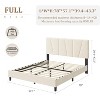 Velvet Upholstered Platform Bed Frame, Adjustable Headboard, Diagonal Tufted, Twin/Full/King Size, Beige/Pink - 3 of 4