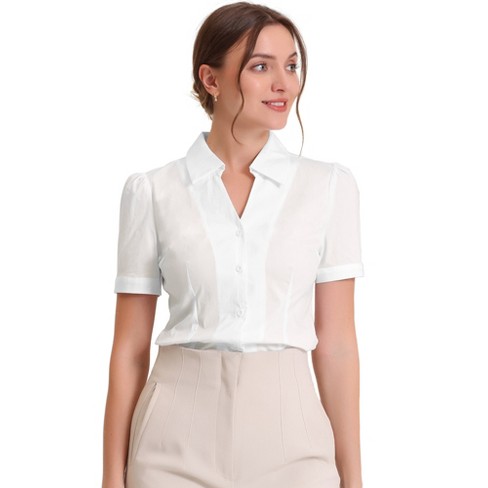 ladies white short sleeve work shirt