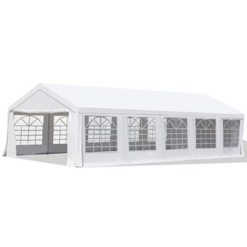 Outsunny Large Outdoor Carport Canopy Party Tent with Removable Protective Sidewalls & Versatile Uses, White