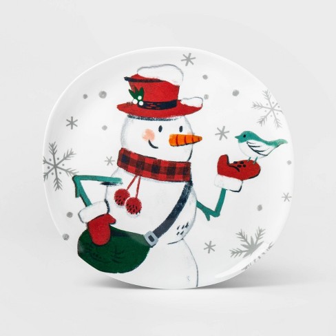11 Melamine Snowman Dinner Plate White Wondershop