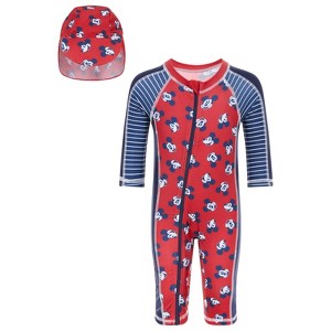 Disney Disney Junior Baby UPF 50+ Sunsuit and Swim Hat Swimwear Set Newborn to Infant Sizes (3-6 Months - 24 Months) - 1 of 4