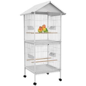 Skyzone 60" Outdoor Bird Aviary with Weather Resistance, Large Front Door & Removable Tray - Pebble - 1 of 4
