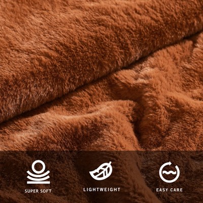 Ginger Orange Faux Fur Reversible Throw Blanket 50" x 60"