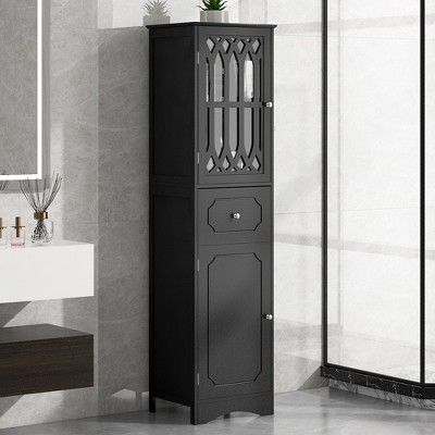 LOVMOR Freestanding Storage Cabinet with Drawer and Doors