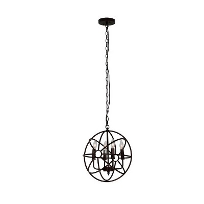 Chloe Lighting Freeland Industrial 4 Light Oil Rubbed Bronze Ceiling Pendant 17" Wide