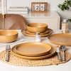 SEVOBAL 12-Piece Stoneware Dinnerware Set Microwave Dishwasher Friendly Stackable Matte Glaze Plates Bowls Service for 4, Orange, 10"*10"*2.4" - 2 of 4