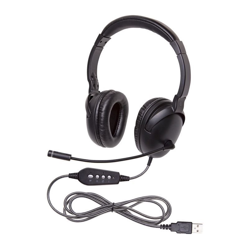 Califone NeoTech Plus 1017MUSB Premium, Over-Ear Stereo Headset with Gooseneck Microphone, USB Plug, Black, 1 of 3