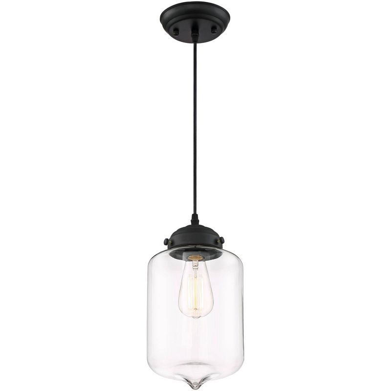 Possini Euro Design Calico Black Mini Pendant 7" Wide Farmhouse Industrial Rustic Clear Glass Shade for Dining Room House Foyer Kitchen Island Bedroom, 5 of 8