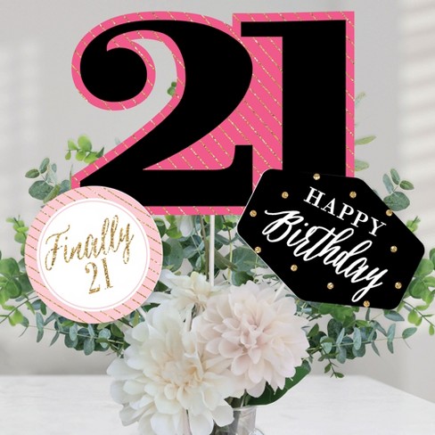 Big Dot Of Happiness Finally 21 Girl 21st Birthday Party Centerpiece Sticks Table Toppers Set 15 Target