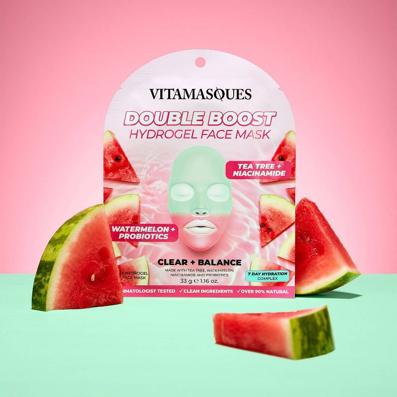 Vitamasques Double Boost Hydrogel Clear + Balance Face Mask - Tea Tree &#38; Watermelon - 1.16 fl oz, 6 of 9
