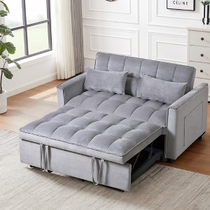 NicBex 3-in-1  Convertible Sofa Bed with Adjustable Backrest,Velvet Loveseat Futon Sofa with Pillows & Pockets for Bedroom,Living Room - 1 of 4