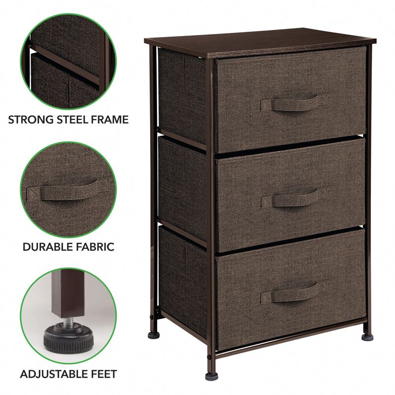 mDesign Storage Dresser Tower Furniture Unit with 3 Drawers, 3 of 6