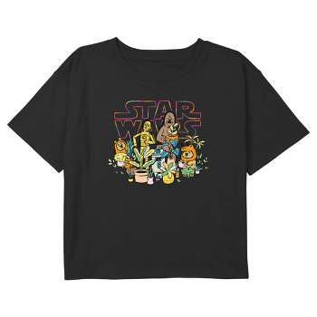 Girl's Star Wars Characters and Potted Plants Crop T-Shirt