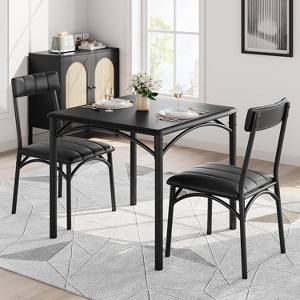 Jojoka Dining Table Set for 2 with 2 Upholstered Chairs, 3 Piece Dining Table Set for Kitchen, Small Space, Apartment - 1 of 4