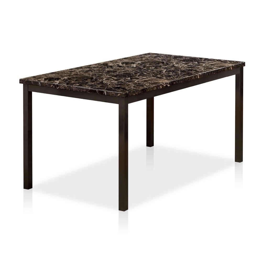 Photos - Garden & Outdoor Decoration 60" Larriston Faux Marble Top Dining Table Black - HOMES: Inside + Out: Rectangle, Seats 6