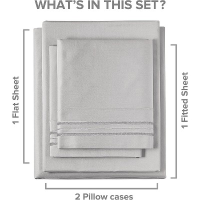 CGK Linens Cotton Sheet Set 18" - 24" Inch Extra Deep Pocket in Light Grey, Size Queen