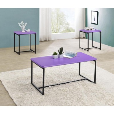 HOMLUX 3 PCS Coffee Table Set Sofa Side Table with 2 Square End Table