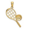 Black Bow Jewelry 14k Yellow Gold Diamond Cut Tennis Racquet and Ball Pendant - 3 of 4