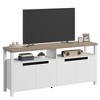 63 Inch TV Stand for TVs Up to 70 Inch, White Long Entertainment Center with 4 Door and Open Shelf Storage, Rustic Brown Television - 4 of 4