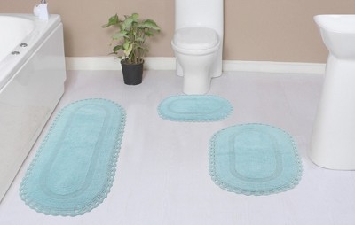 Hampton Crochet Collection Cotton Reversible Tufted Set of 3 Bath Rug Set - Home Weavers