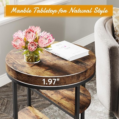 Rustic Round Wood and Metal 3-Tier End Table