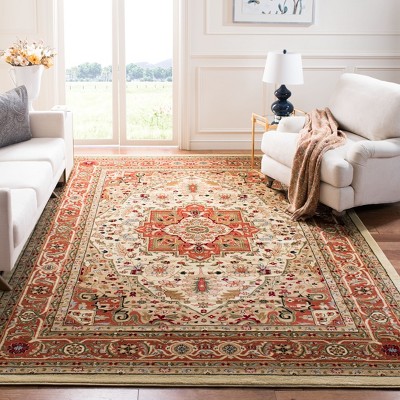 Ivory and Rust Hand-Knotted Synthetic 6' x 9' Area Rug
