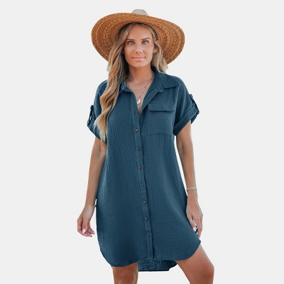 Women's Breezy Button-Down Shirt Dress for Summer Days - Cupshe