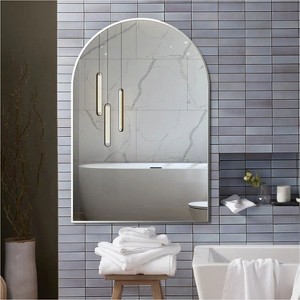 KTMBDW 24"x36" Arch Bathroom Mirror, Wall Mounted Vanity Metal Frame Mirror for Bedroom, Entryway, Living Room - 1 of 4