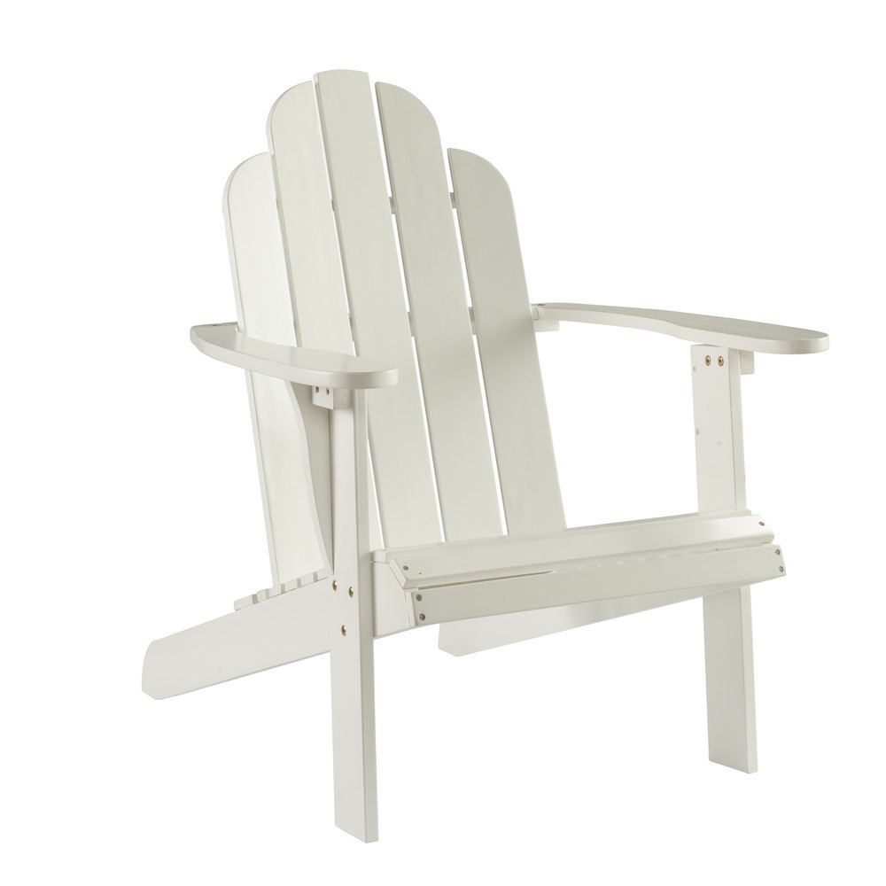 Photos - Garden Furniture Linon Outdoor Acacia Wood Adirondack Chair White  