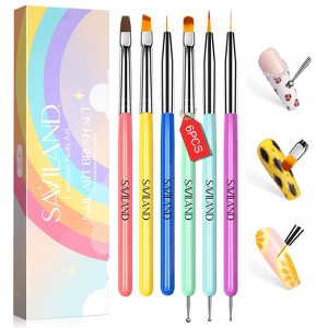Saviland 6-Pc Artist's Brush System: Multi-Tech Gel Brushes w/Dotting Tools - Core Essentials for Extension & Liner Art. - 1 of 4