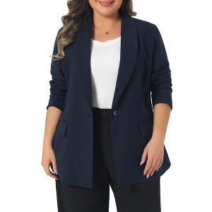 Women's Plus Size Lapel Collar Long Sleeve Button Down Casual Business Dressy Blazers - Agnes Orinda - 1 of 4