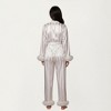 Anna-Kaci Lounge Women's 2-Piece Set Satin Wrap Long Sleeve Feather Trim Top and Straight Leg Pants - 4 of 4