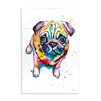 Stupell Industries Fun Hued Pug Puppy Animal Wall Plaque Art