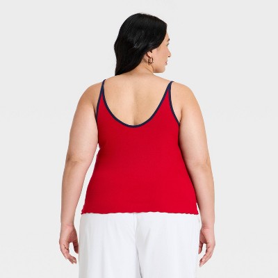 Women's Modern Ribbed Cami Top - A New Day™ Red XXL : Target