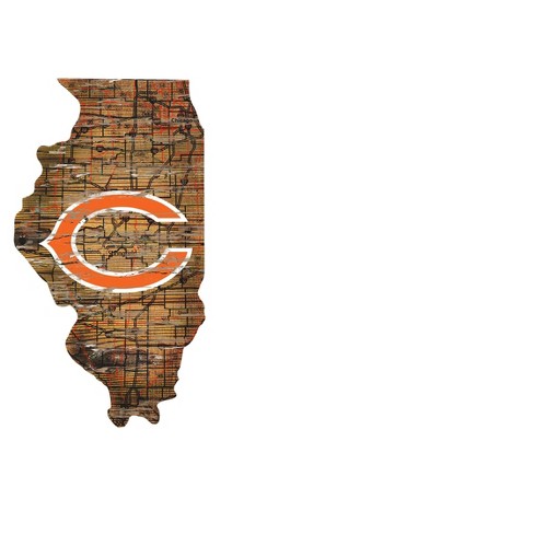 NFL Chicago Bears Fan Creations State Shape Logo Sign