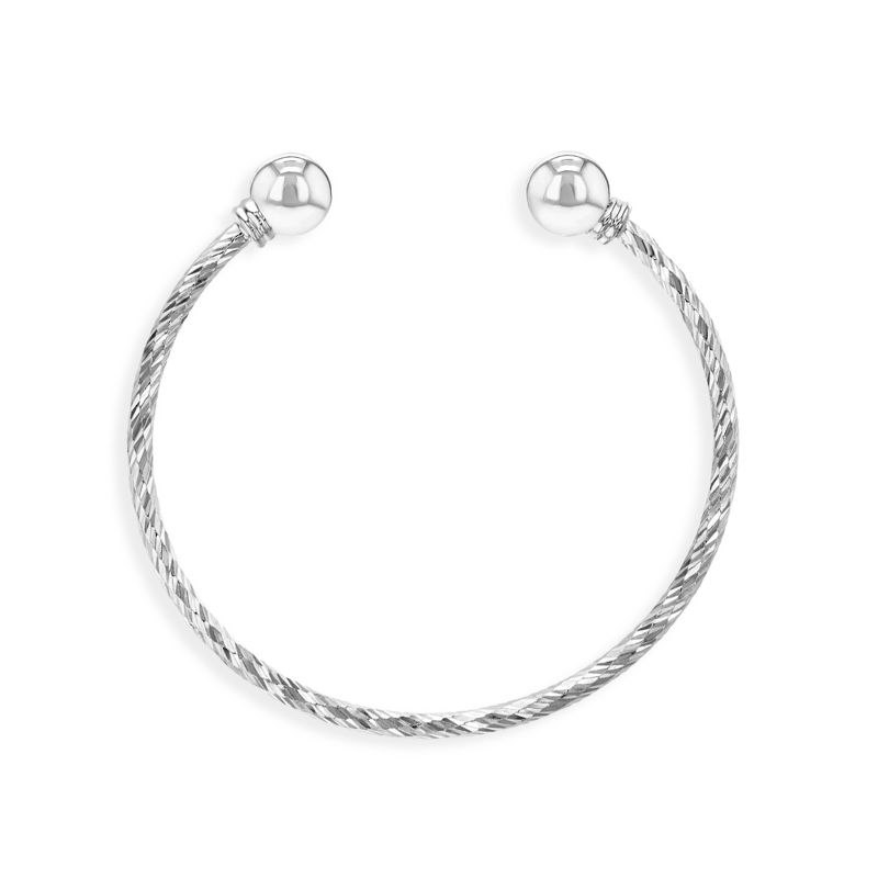 Baby Girls' Cable Ball Cuff Bracelet Sterling Silver - In Season Jewelry, 1 of 6