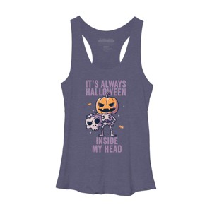Women's Design By Humans It's Always Halloween Inside My Head Funny Cute Spooky By EduEly Racerback Tank Top - 1 of 3